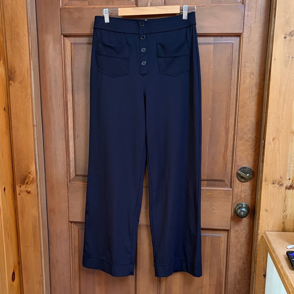 Elegant Black Wide-Leg Women's Pants Size Large (Estimated)